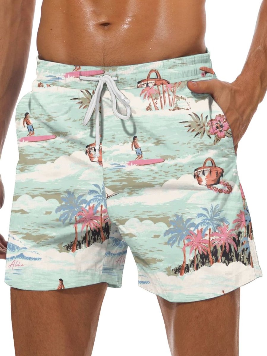 Men GYJ Shorts | Coconut Island Print Shorts Green