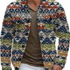 Men DJ Jacket | Vintage Ethnic Geometric Print Pocket Lapel Jacket Photo Color