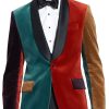 Men BXL Jacket | Men'S Retro Contrast Velvet Patchwork Casual Blazer Photo Color