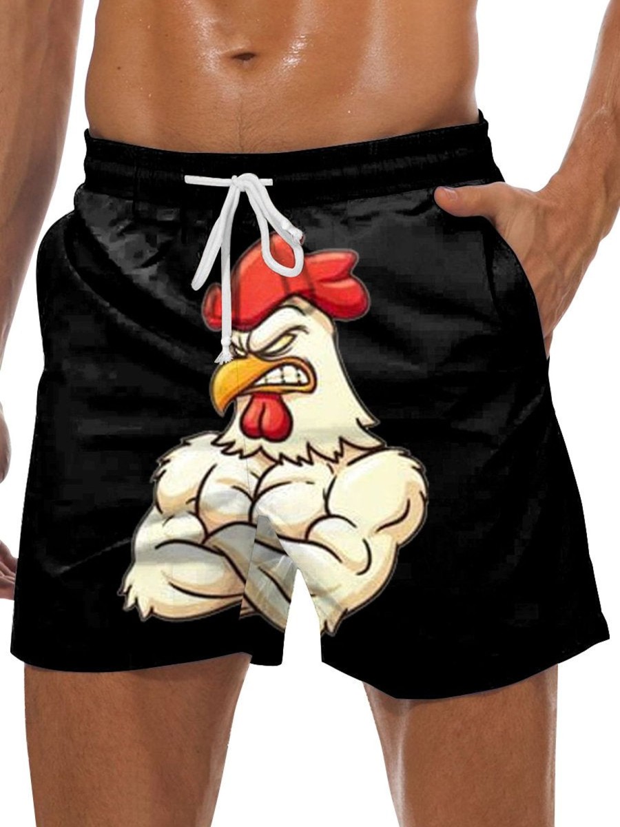 Men DJ Bottoms | Angry Chicken Pocket Shorts Black