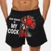 Men HLJ Bottoms | Men'S Rooster Letter Print Oversized Board Board Shorts Black