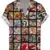 Men DJ Shirts | Animal Cocks Print Casual Short-Sleeved Shirt Photo Color