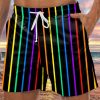 Men DJ Shorts | Rainbow Line Print Pocket Tie Shorts Photo Color