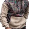 Men DJ Print Hoodie | Ethnic Retro Printed Patchwork Pocket Hooded Thermal Sweatshirt Photo Color