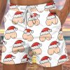 Men DJ Bottoms | Fun Christmas Boobs Print Double Pocket Lace Up Casual Shorts White