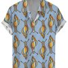 Men DJ Shirts | Colorful Snail Print Casual Hawaiian Short Sleeve Shirt Blue