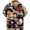 Men HLJ Shirts | Men'S Vintage Tape Casual Short Sleeve Shirt Black