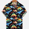 Men DJ Shirts | Men'S Lgbt Rainbow Pride Watercolour Rainbow Dinos Casual Print Shirt