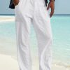 Men HLJ Bottoms | Men'S Beach Loose Casual Drawstring Linen Trousers