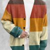 Men DJ Print Cardigan | Rainbow Stripe Print Casual Knitted Cardigan Photo Color