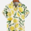 Men XT Shirts | Men'S Summer Lemon Print Short Sleeve Shirt Yellow