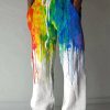 Men DJ Bottoms | Men'S Rainbow Art Print Loose Fit Pants Photo Color