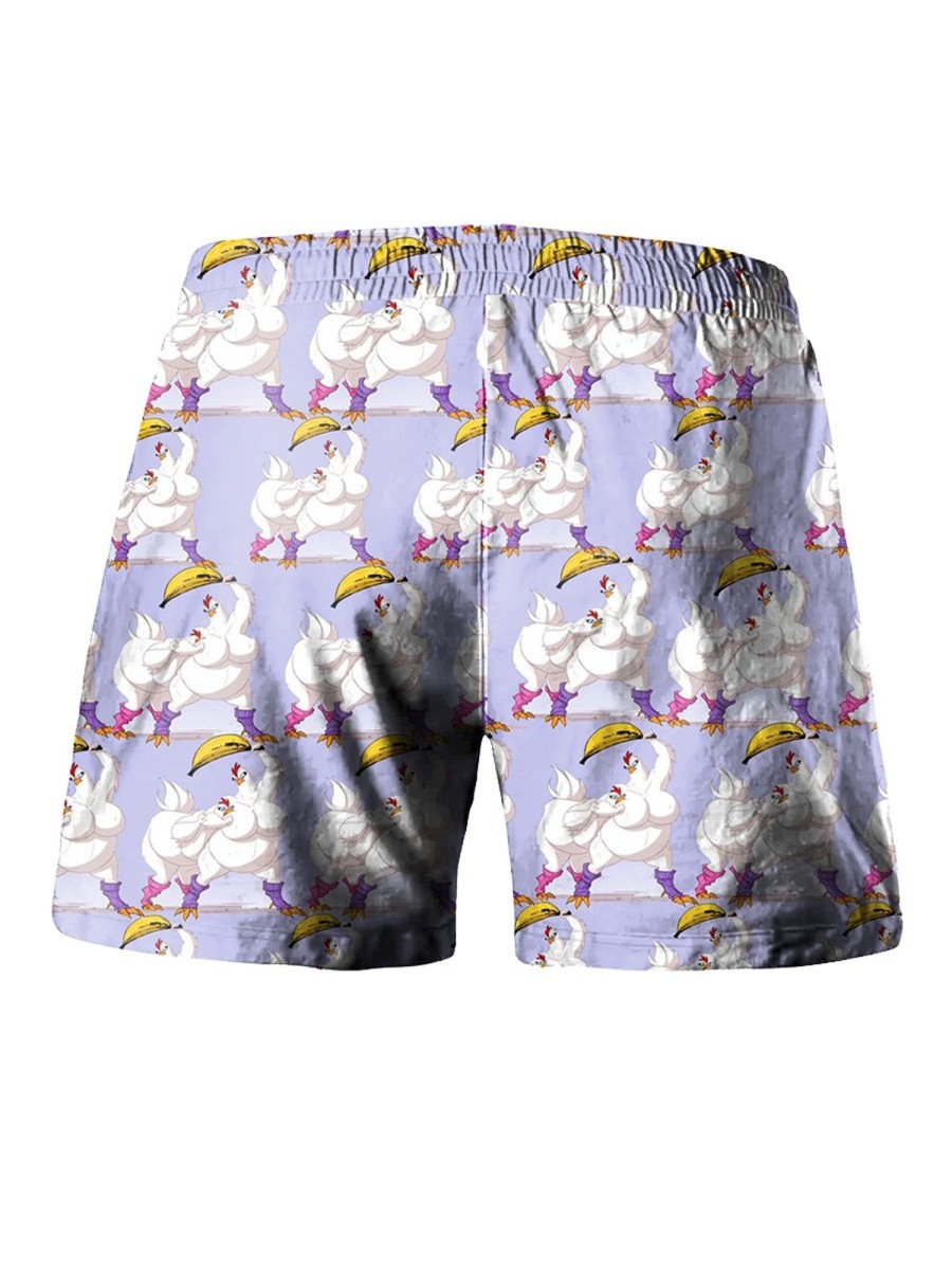 Men LJC Bottoms | Rooster Print Lounge Shorts Photo Color