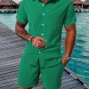 Men DJ Set | Short-Sleeved Shirt And Shorts Two-Piece Suit Green