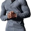 Men DJ Casual Long Sleeve Shirts | Half-Collar Casual And Versatile Long-Sleeved T-Shirt Gray