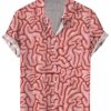 Men DJ Shirts | Brain Print Casual Short-Sleeved Shirt Pink