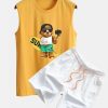 Men DJ Set | Surf Bear Print Tank Top Set