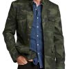 Men DJ Jacket | Stand Collar Four-Pocket Casual Camouflage Jacket Army Green