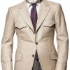 Men BXL Jacket | Men'S Solid Color Woolen Multi-Pocket Casual Blazer Beige