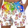 Men DJ Bottoms | Colorful Cocks Print Double Pocket Tie Shorts Photo Color