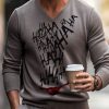 Men BXL Print Sweater | Men'S Casual Loose Haha Joker Print V-Neck Pullover Sweater 82499023Xl Gray