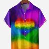 Men DJ Shirts | Lgbt Color Heart Chest Pocket Short Sleeve Casual Shirt Photo Color