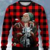 Men GYJ Ugly Sweater | Santa Check Print Casual Crew Neck Sweatshirt Red