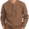 Men DJ Casual Hoodie | Vintage Solid Henley Collar Casual Sweatshirt Brown