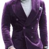 Men BXL Jacket | Vintage Velvet Double-Breasted Blazer Purple