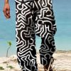 Men DJ Bottoms | Retro Pop Art Print Pocket Tie Track Pants Black