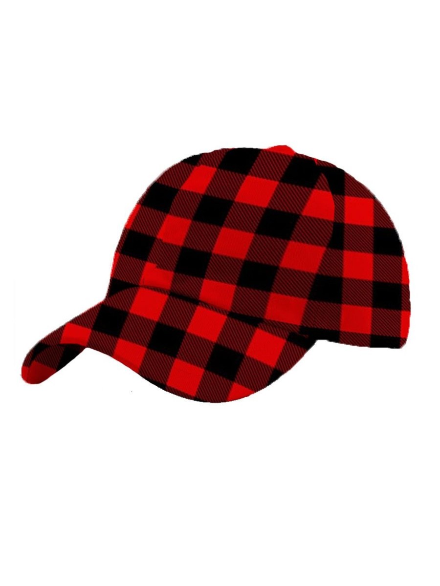 Accessories&Shoes DJ | Classic And Black Plaid Print Unisex Adjustable Hat Red