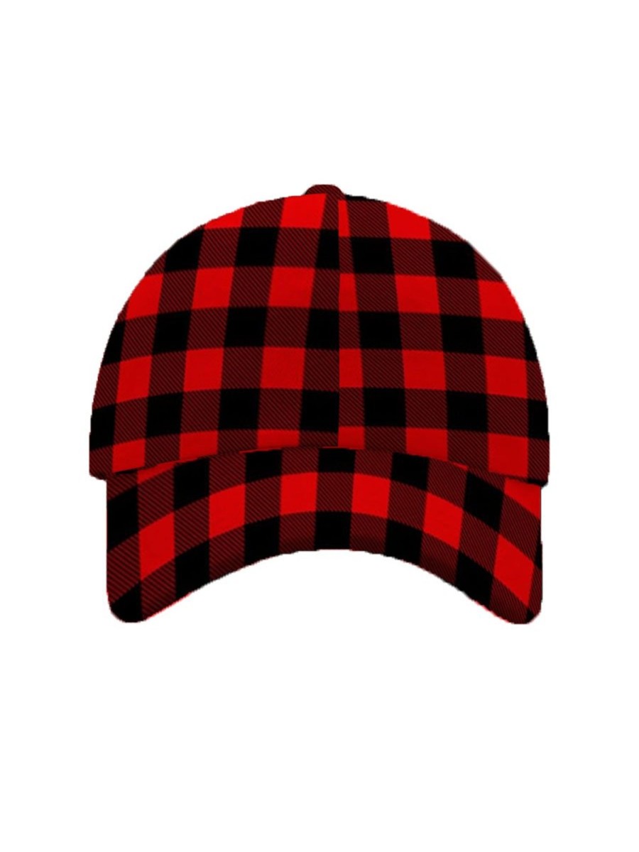 Accessories&Shoes DJ | Classic And Black Plaid Print Unisex Adjustable Hat Red