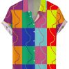 Men DJ Shirts | Rainbow Plaid And Boobs Print Casual Short-Sleeved Shirt Photo Color