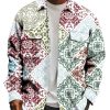 Men TH Print Jacket | Men'S Retro Irregular Colorful Print Shirt Jacket Photo Color