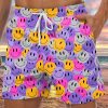 Men GYJ Bottoms | Smiley Face Print Track Shorts Purple