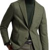 Men BXL Jacket | Men'S Solid Color Wool Pocket Casual Blazer Army Green