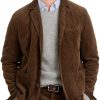 Men BXL Jacket | Vintage Solid Color Corduroy Multi-Pocket Lapel Blazer Brown