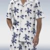 Men HLJ Set | Hawaiian Vacation Casual Coconut Tree Print Men'S Button Pocket Two-Piece Set White