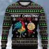 Men DJ Ugly Sweater | Merry Christmas Cock Print Crewneck Sweatshirt Photo Color