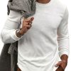 Men BXL Casual Long Sleeve Shirts | Men'S Round Neck Solid Color Cotton Casual Long-Sleeved T-Shirt White