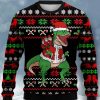 Men DJ Ugly Sweater | Fun Christmas Dinosaur Print Crewneck Sweatshirt Photo Color