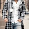 Men BXL Print Jacket | Men'S Casual Plaid Printed Single-Breasted Double-Pocket Wool Coat Black