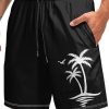 Men HLJ Shorts | Men'S Breathable Quick Dry Coconut Tree Beach Shorts Black