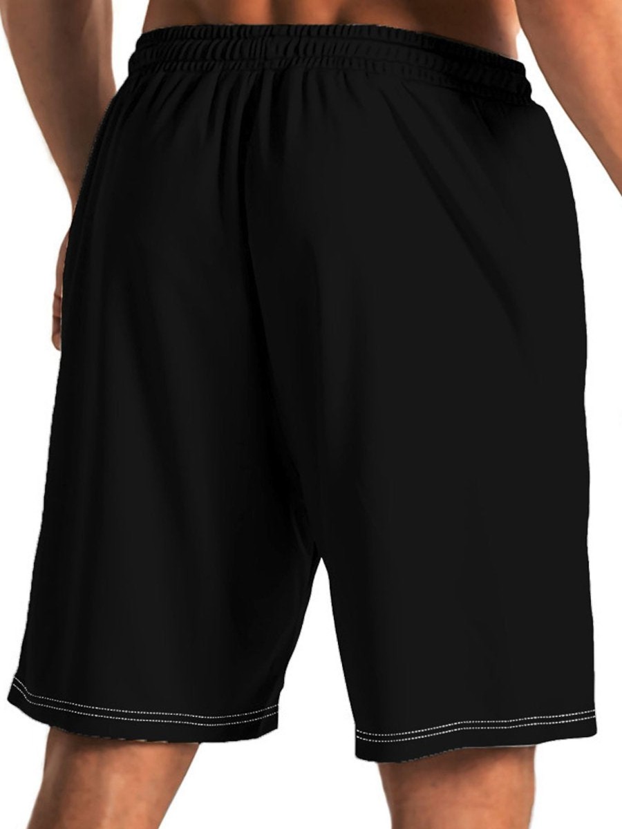 Men HLJ Shorts | Men'S Breathable Quick Dry Coconut Tree Beach Shorts Black