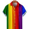 Men DJ Shirts | Men'S Rainbow Print Short Sleeve Shirt Photo Color