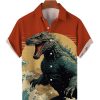 Men TH Shirts | Men'S Monster Art Printing Short Sleeve Shirt Red