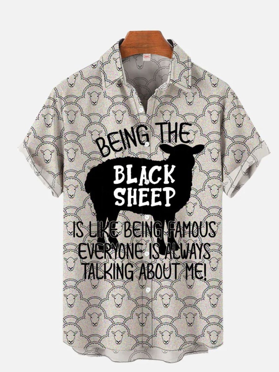 Men DJ Shirts | Being The Black Sheep Is Like Being Famous Everyone Is Always Talking About Me Short Sleeve Shirt Khaki