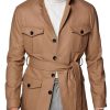 Men BXL Jacket | Retro Solid Color Wool Multi-Pocket Waisted Casual Coat Caramel Color