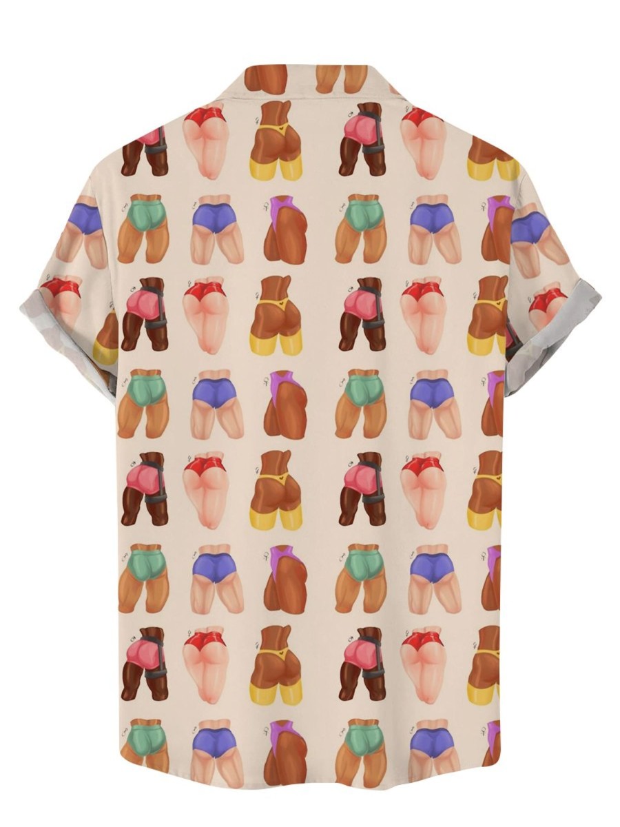 Men DJ Shirts | Ass Prints For All Skin Tones Casual Short Sleeve Shirts Photo Color