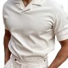 Men QMY Casual Shirts | Casual Short Sleeve Polo Beige